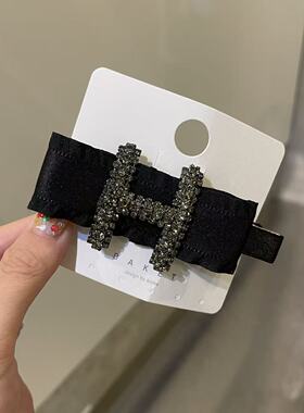 9.13韩国东大门baket发饰满钻水钻字母缎光蝴蝶结发夹鸭嘴夹