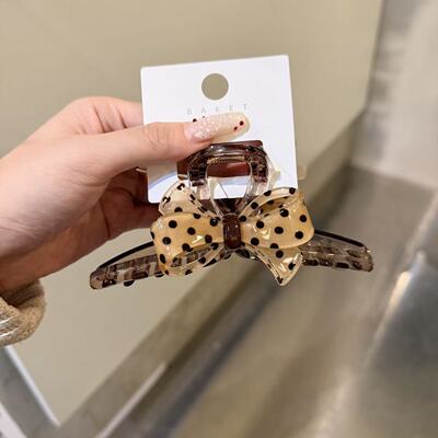 1.13韩国东大门baket发饰纯色波点简约蝴蝶结抓夹发抓大号