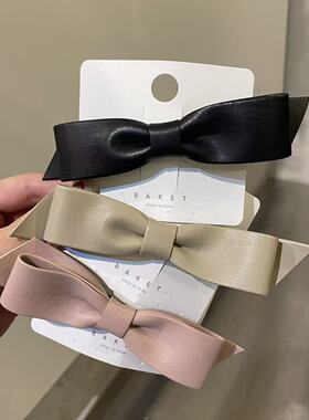 9.13韩国东大门baket发饰PU质感皮面温柔蝴蝶结发夹鸭嘴夹