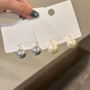 3.31韩国东大门baket耳饰金属大珍珠耳钉