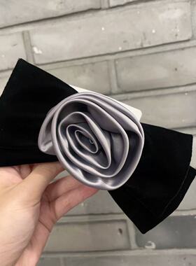 8.26韩国东大门baket发饰气质砂糖爱心满钻黑色蝴蝶结发夹弹簧夹