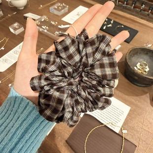 11.21韩国东大门nyunyu发饰可爱格纹磨毛布艺大肠发圈