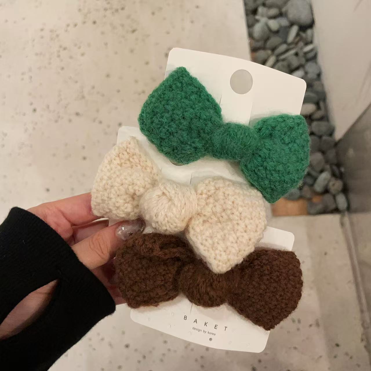 10.28韩国东大门baket发饰纯色毛线针织鸭嘴夹边夹