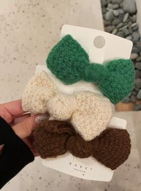 10.28韩国东大门baket发饰纯色毛线针织鸭嘴夹边夹