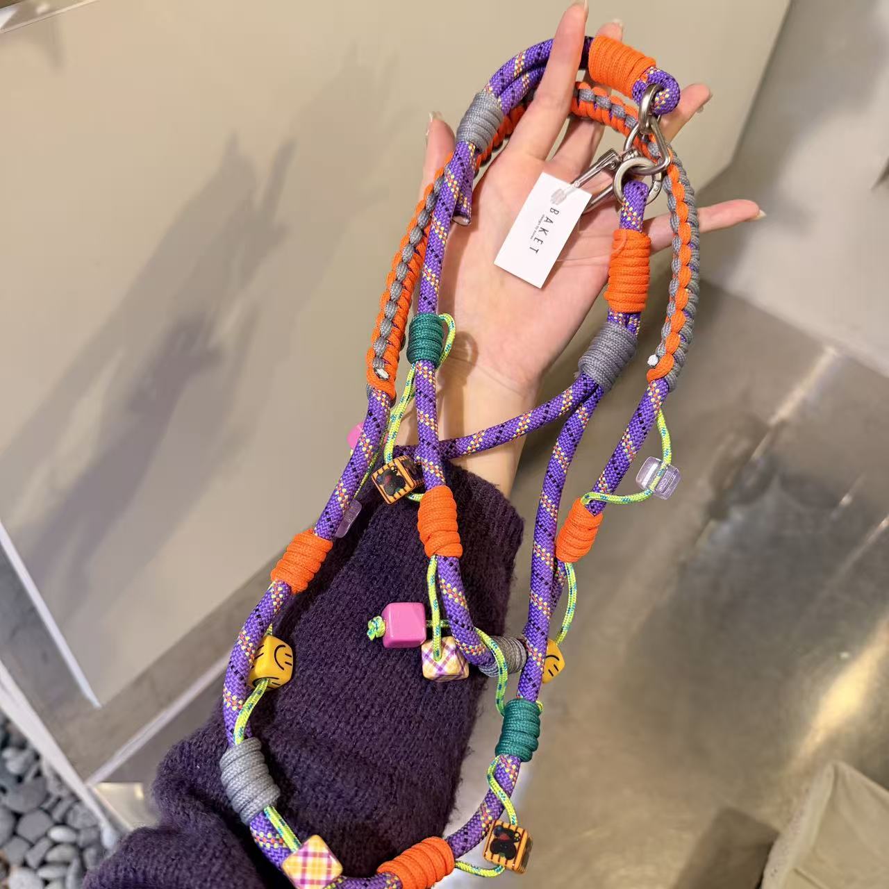 12.8直播韩国baket彩色小方块编织手机绳长绳斜挎装饰