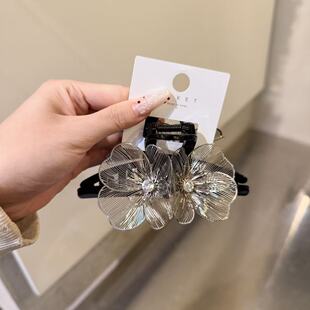 1.10韩国东大门baket发饰手工拉丝立体花朵水钻气质抓夹