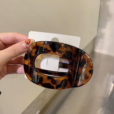 9.27韩国东大门baket发饰复古豹纹方圆扣横夹大号盘发夹