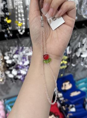 8.12韩国baket郁金香爱心手机挂件绳