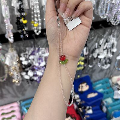 8.12韩国baket郁金香花花爱心手机挂件绳