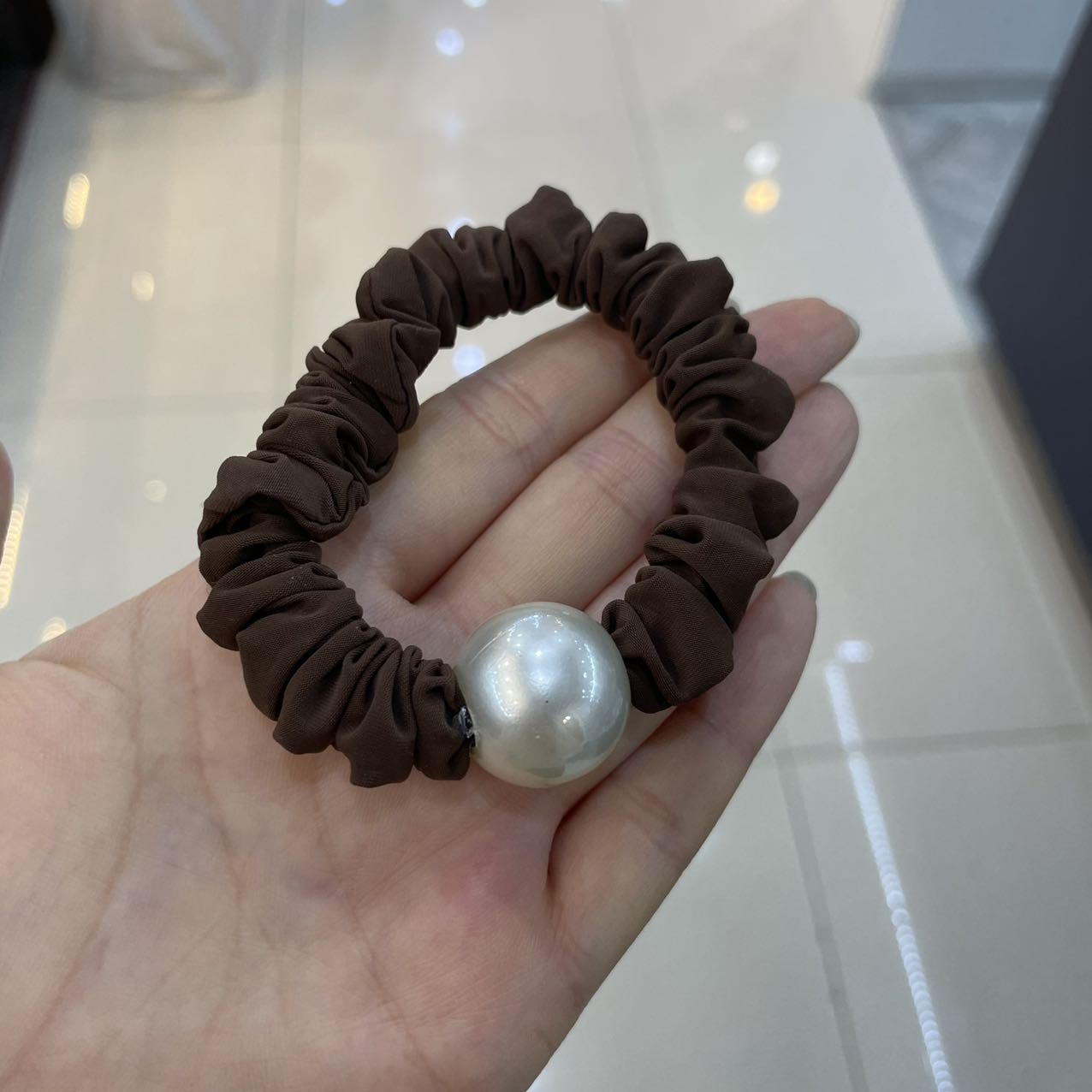 韩国简约百搭珍珠大肠发圈