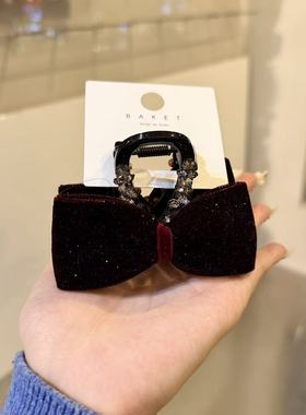 12.30韩国东大门baket发饰亮钻丝绒满天星蝴蝶结抓夹发抓