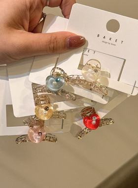 2.18韩国东大门baket发饰可爱彩色钻珍珠爱心抓夹