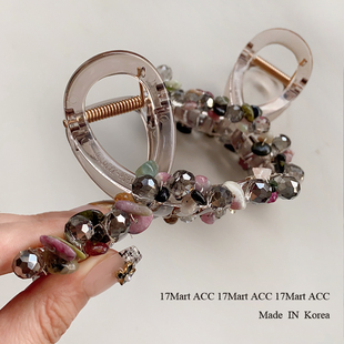 韩国8cm手工缠绕水晶石头抓夹发饰鲨鱼夹新款盘发夹 原石系列