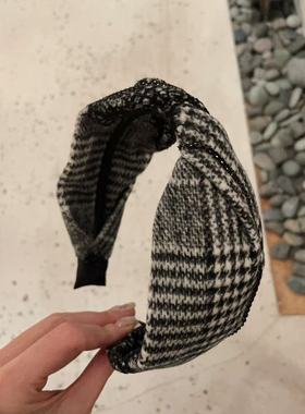 10.28韩国东大门baket发饰秋冬拼色打结质感宽边发箍