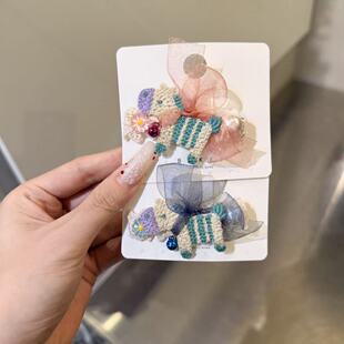 1.10韩国东大门baket发饰网纱蝴蝶结小飞马手工可爱鸭嘴夹