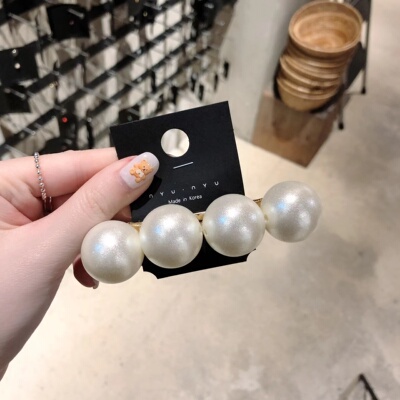 3.29韩国直播nyunyu珍珠弹簧夹发夹时尚百搭新款