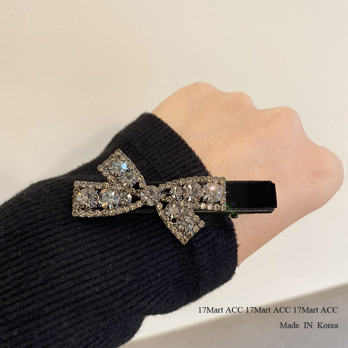 韩国进口发饰高级感水钻蝴蝶结发夹小香风边夹碎发卡刘海夹子头饰