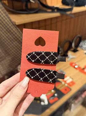 4.8韩国东大门Trois de LEI格纹点钻无痕夹发夹边夹