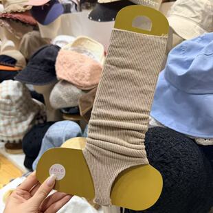 3.25东大门韩国YOLO春夏新款 纯色竖条纹踩脚芭蕾风袜套