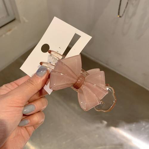 韩国baket发饰光泽感蝴蝶结发夹后脑勺马尾发夹丸子头鲨鱼夹抓夹