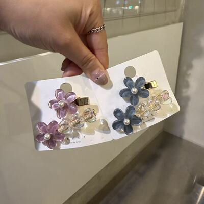 2.24韩国东大门baket发饰新款透明细闪彩色花花边夹发夹