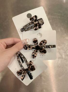 8.16韩国东大门baket发饰豹纹花朵蝴蝶结冰透水钻鸭嘴夹发夹