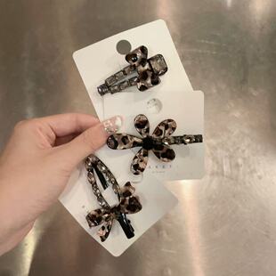 8.16韩国东大门baket发饰豹纹花朵蝴蝶结冰透水钻鸭嘴夹发夹