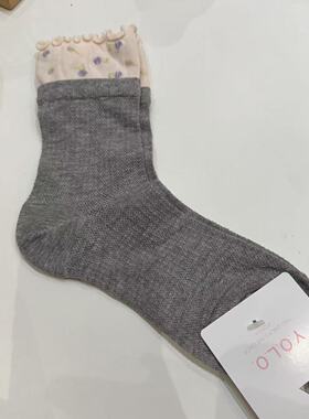4.29东大门韩国YOLO春夏新款薄款拼色碎花袜子