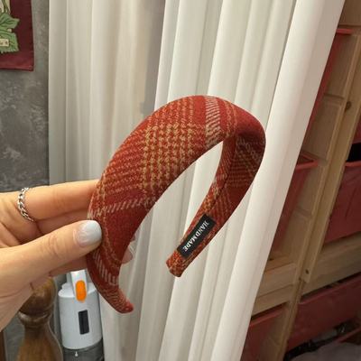 1.11韩国东大门Trois de LEI布艺格纹新年红撞色豹纹发箍