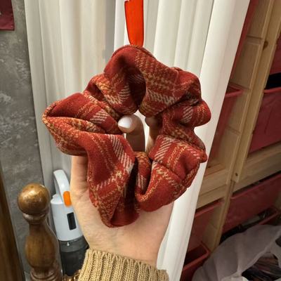 1.11韩国东大门Trois de LEI布艺格纹撞色豹纹大肠发圈复古新年红