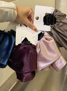 9.16韩国东大门baket发饰纯色丝绒满天星花苞抓夹马尾夹