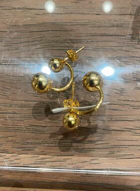 10.3韩国东大门nyunyu通体银镀金前后珠珠小金珠耳钉