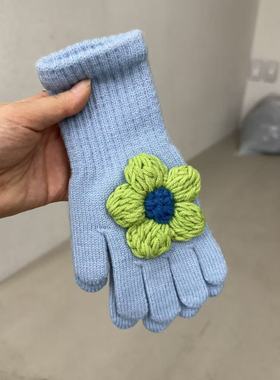 11.23韩国饰品maylee撞色花朵可爱儿童手套3-10岁