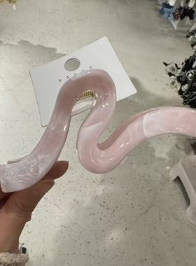 12.20韩国东大门baket发饰大理石纹亚克力线条抓夹