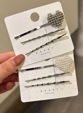 2.18韩国东大门baket发饰闪亮碎爱心玫瑰钻边夹发夹