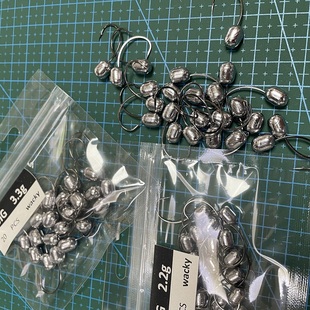 泥鳅铅头钩 2.2克3.3克 细条wacky钩条 鱼钩