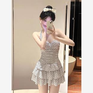 2026新款 波点泳衣女复古女孩保守显瘦遮肉性感聚拢高级感 连体裙式