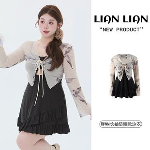 新款 连体泳衣两件套胖MM高颜值纯欲风洋气超仙拍照甜美海边度假