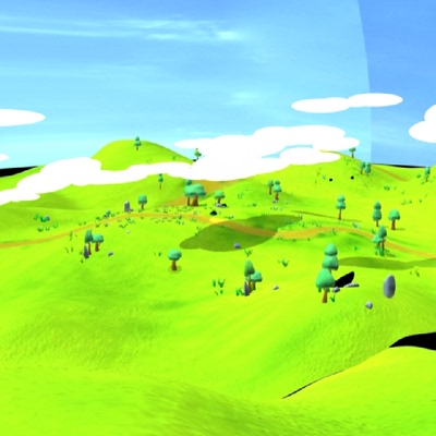 maya森林场景模型卡通山林草地景观白云素材带材质贴图灯光渲染