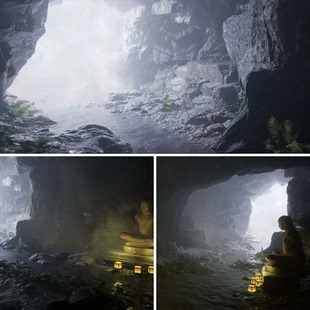 ue5/ue4虚幻洞穴山洞矿洞场景素材石头资产洞窟石洞山石石窟模型