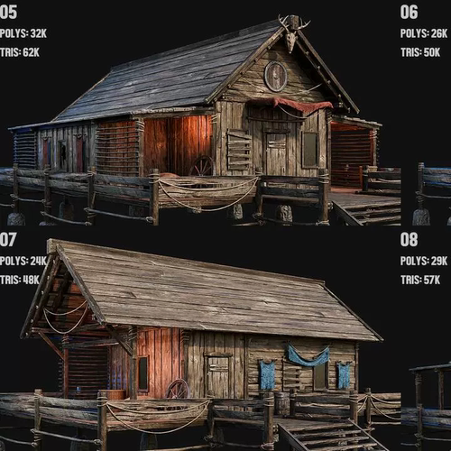 UE5.5湖边小木屋模型可入内LAKE HOUSE 1 with INTERIORS 4K PBR