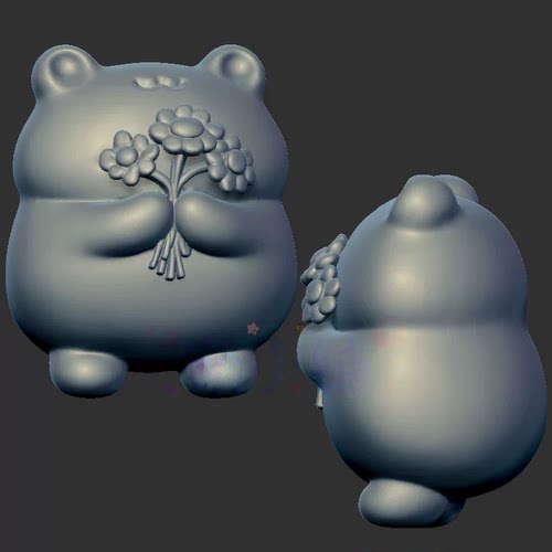 花朵小青蛙三维立体图3d打印stl文件圆雕图雕刻机3d模型2712