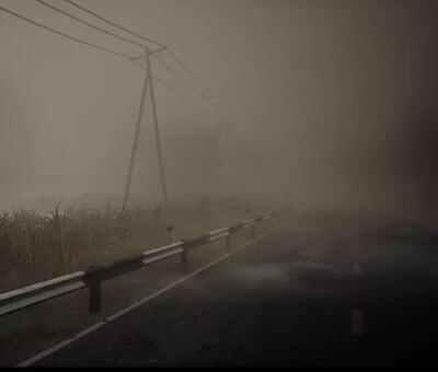 UE4UE5恐怖迷雾浓雾湿漉道路公路废弃车河电线杆The Great Marsh