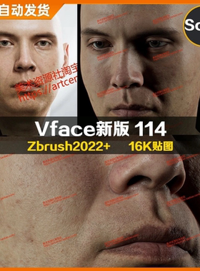 XYZ/Vface新版ZBrush写实高清扫描模型头16K皮肤贴图Jakub114