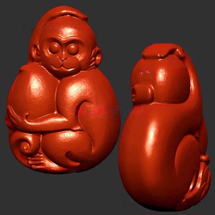 立体猴子生肖猴三维立体图圆雕图雕刻图纸stl文件雕刻3d模型4070