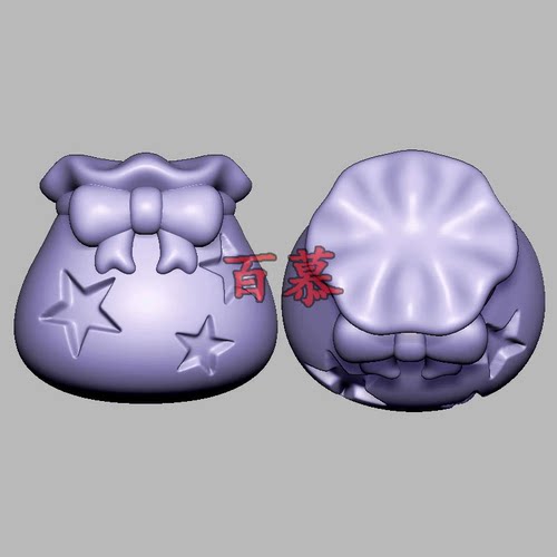 福袋圆雕图雕刻机图纸stl文件钱袋三维立体图3d打印模型2310