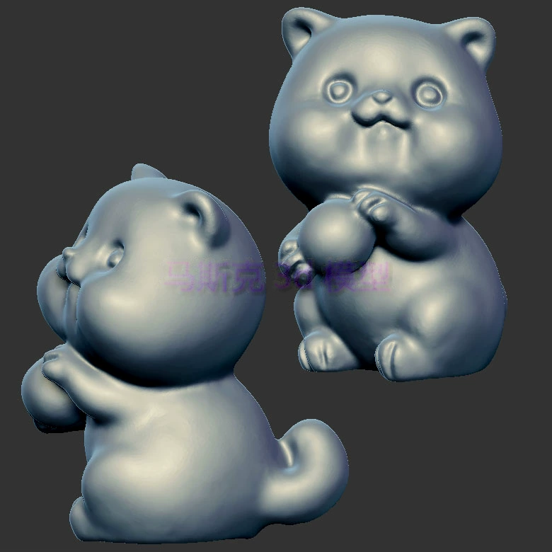 卡通拿球小熊动物萌宠三维立体图圆雕图stl文件雕刻机3d模型964