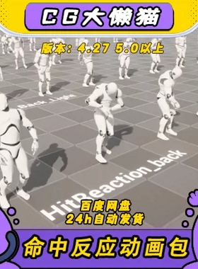 UE4虚幻5 Hit Reaction Animation Pack 受击攻击打反馈动画包