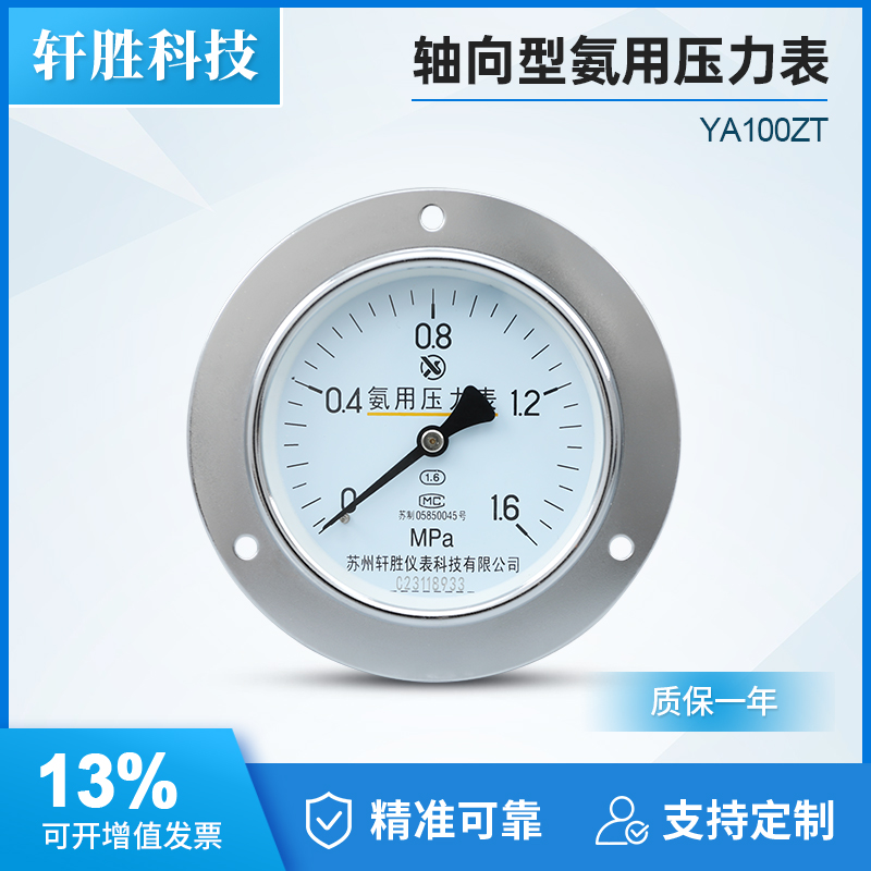 YA100ZT氨用弹簧管压力表