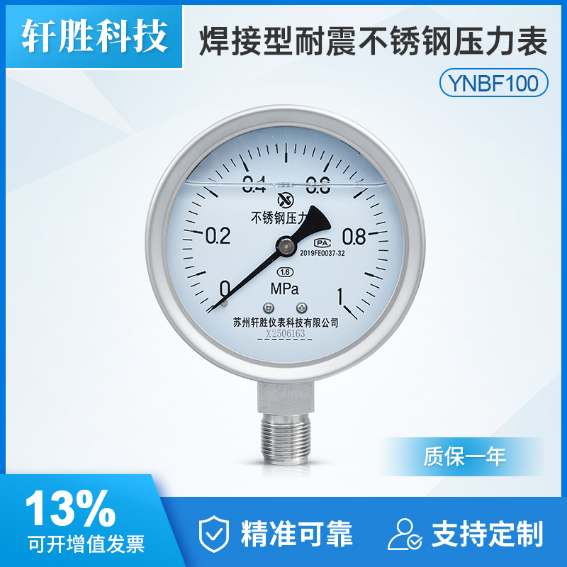 YNBF100(H)耐震不锈钢压力表